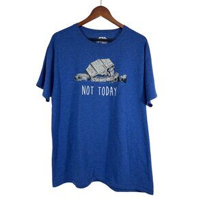 Star Wars Movie At-AT Walker Not Today Heather Blue Graphic Tee Shirt Large